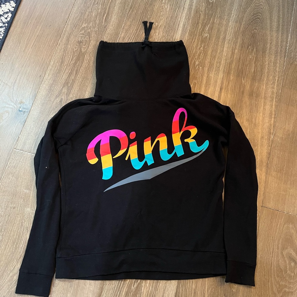 PINK cropped funnel neck sweatshirt